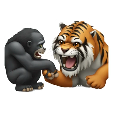 Tiger playing with gorilla sticker
