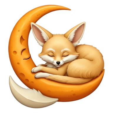 fennec sleeping on a moon sickle  sticker