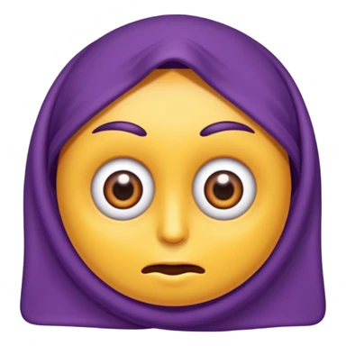 Hazme un emoji de una toalla morada con ojos de Cari con ojos de caricatura con boca sticker