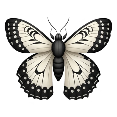 white and black moth with wings open sticker