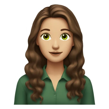 Brown hair woman with long hair and green eyes with her dark tortoise shell cat sticker