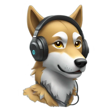 Wolf with Gaming headset sticker