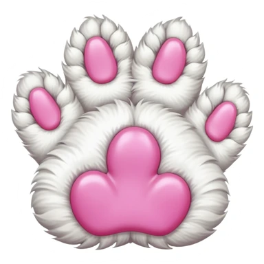 Fluffy white cat paw with six toes and claws sticker