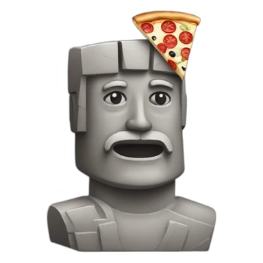 Statue moai avec une pizza et une moustache italienne sticker