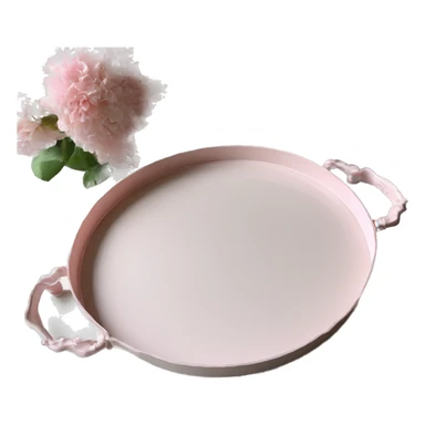 Light pink glass serving tray with handles, shabby chic style sticker