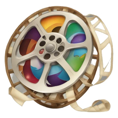 Create an emoji of a Film Reel that captures the essence of cinema. It should be vibrant, visually appealing, 
and embody the spirit of filmmaking. Include details that make it recognizable 
and engaging for movie lovers.
 sticker