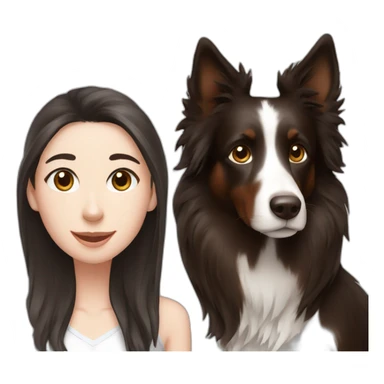 black border collie and woman with long brown hair sticker