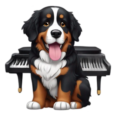 bernese mountain dog playng piano sticker