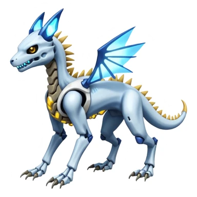 futuristic Skeleton-Cyborg-Reshiram-Manectric-Electrike-Salandit-Cubone-Umbreon-Marowak-Draco-Fakémon-hybrid-creature (full body), 4 legs sticker