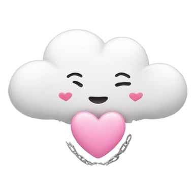 white cloud with 3 chains hanging with pink heart  sticker
