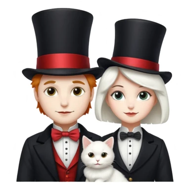 magician couple and their pet cat sticker