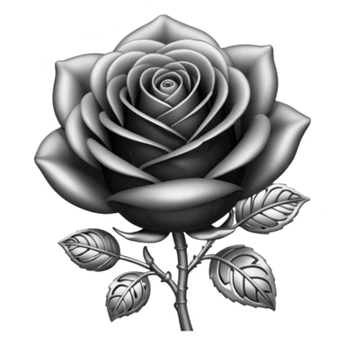Black and silver filigree rose bud, 3D, extremely detailed design sticker