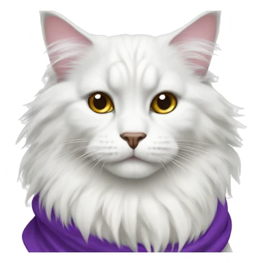 White main coon with purple scarf  sticker