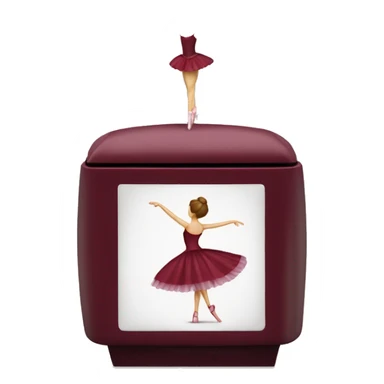burgundy music box with ballerina standing back sticker