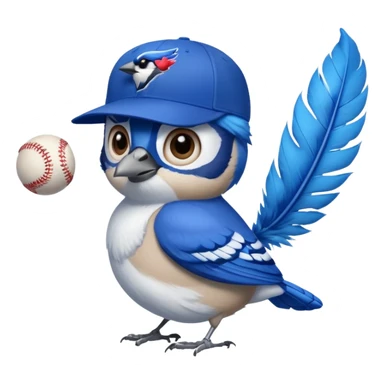 bluejay bird pitching baseball wearing toronto blue jays baseball cap sticker