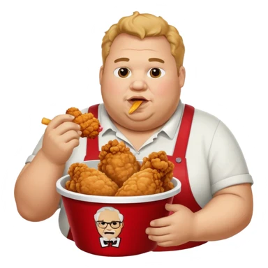 A fat guy eating kfc fried chiceb sticker