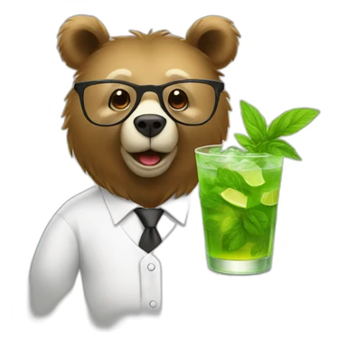 bear with glasses drinking mojito sticker