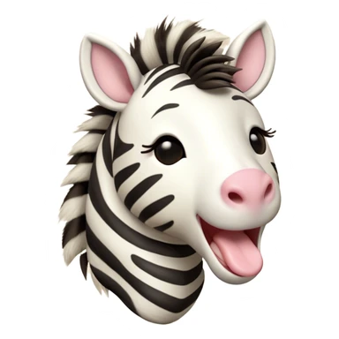 Cinematic Cute Yawning Zebra Portrait Emoji, Head tilted slightly with a dramatic, wide-open yawn, showcasing a soft, downy striped Fur with gently drooping ears and round eyes barely open in drowsy contentment, Simplified yet irresistibly adorable features, highly detailed, glowing with a soft, cozy glow, high shine, relaxed yet expressive, stylized with a touch of savannah charm, bright and endearing, soft glowing outline, capturing the essence of a sleepy yet affectionate zebra, so drowsy it feels like it could stretch out of the screen and curl up for a nap! sticker