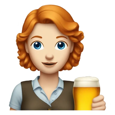 ginger hair and blue eyes woman with a beer on the hand sticker