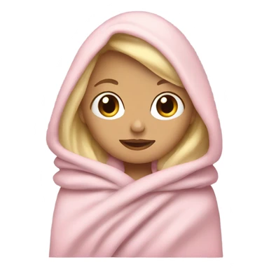 Cozy blonde girl wearing light pink Snuggie blanket sticker