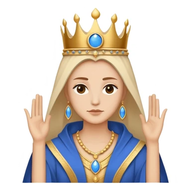 High Priestess tarot card with moon crown, blue robes, minimalist iPhone emoji style sticker