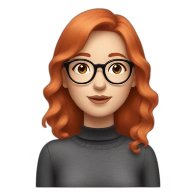 redhead girl with round glasses and pink blush on her cheek wearing a black turtleneck sticker