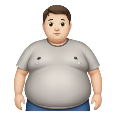 obese 20 year old brunette white male with large belly showing sticker