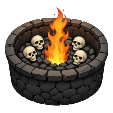 A circular pit (looking top down) with fire and skulls inside, in a dark and gritty style like your bleeding skull art sticker
