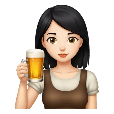 Chica blanca pelinegra bebiendo un vaso de cerveza  sticker