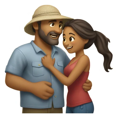 Latina island girl with Caucasian fisherman husband in love on an island  sticker