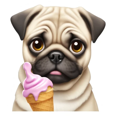 A pug puppy w melted ice cream og his head  sticker