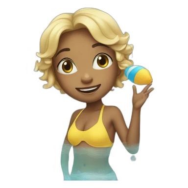 Cute girl in swimming pool sticker