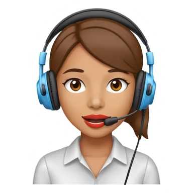 Office girl wearing headphones with mouth piece sticker