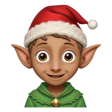 dobby the house elf from harry potter smiling and wearing a christmas elf hat sticker