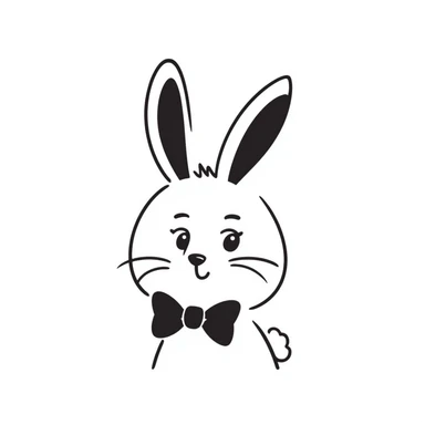 cute bunny with a big bow tie, simple and playful, hand drawn doodle style sticker