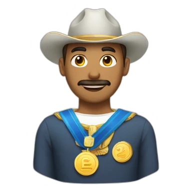 Hombre con medalla colgando sticker