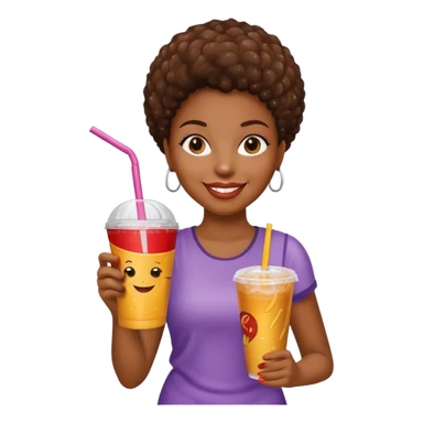black woman holding fastfood drink sticker