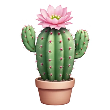 Pastel green cactus with a tiny pastel pink flower sticker