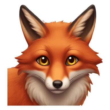 lush red fox face, heart in eyes, female features sticker