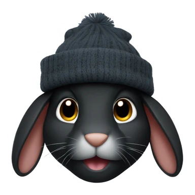 Black rabbit wearing a woolly hat sticker