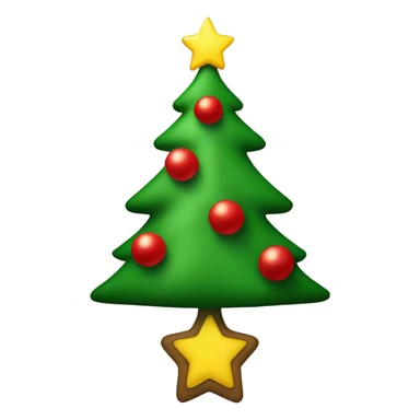 Christmas tree with red and green ornaments and a yellow star at the top sticker