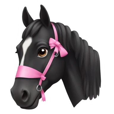 black horse with a pink bow  sticker