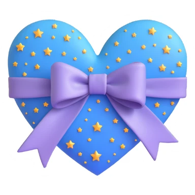 heart with a starry sky, silver bow with heart pattern sticker