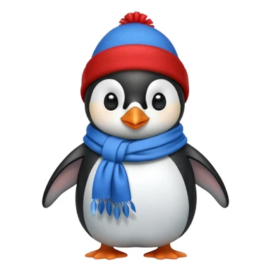 a cute penguin with blue scarve and red hat sticker