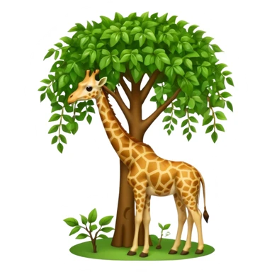 giraffe eating leaves from a tree sticker