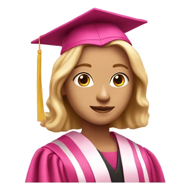 white person in a pink graduation and pink academic regalia sticker
