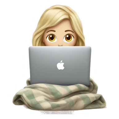 White Girl drinking tea with blanket on a macbook sticker