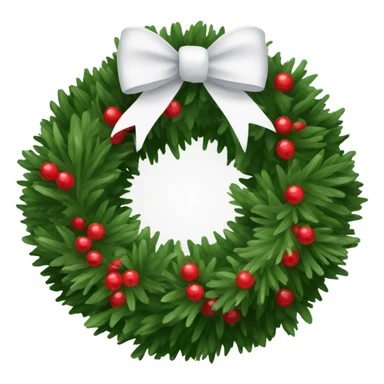 Christmas wreath with large white bow and juniper berries sticker