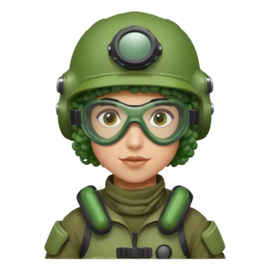 green curly haired painitball player with bi  sticker