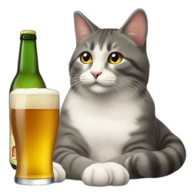 le chat Cheshires assis buvant une bière sticker